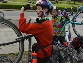 Richard Sudworth and Jon Burgess perform a unique bike dance at Fort William
